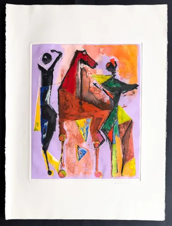 Grabado Marini - Marino Marini (1901–1980) - MARINO FROM SHAKESPEARE I - Color drypoint etching and aquatint on paper - 1977