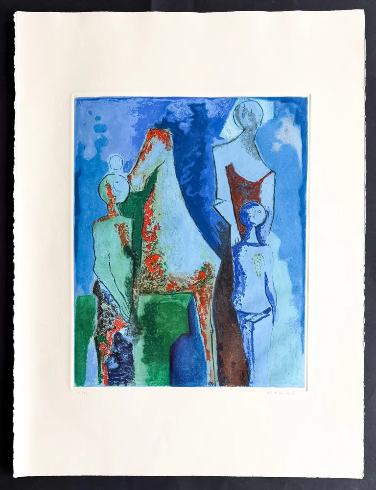 Grabado Marini - Marino Marini (1901–1980) - MARINO FROM SHAKESPEARE I - Color drypoint etching and aquatint on paper - 1977