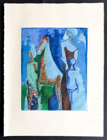 Grabado Marini - Marino Marini (1901–1980) - MARINO FROM SHAKESPEARE I - Color drypoint etching and aquatint on paper - 1977