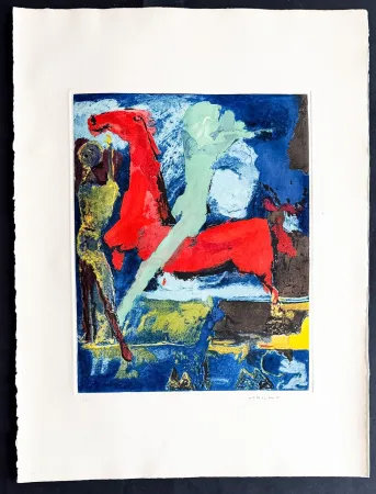Grabado Marini - Marino Marini (1901–1980) - MARINO FROM SHAKESPEARE I - Color drypoint etching and aquatint on paper - 1977