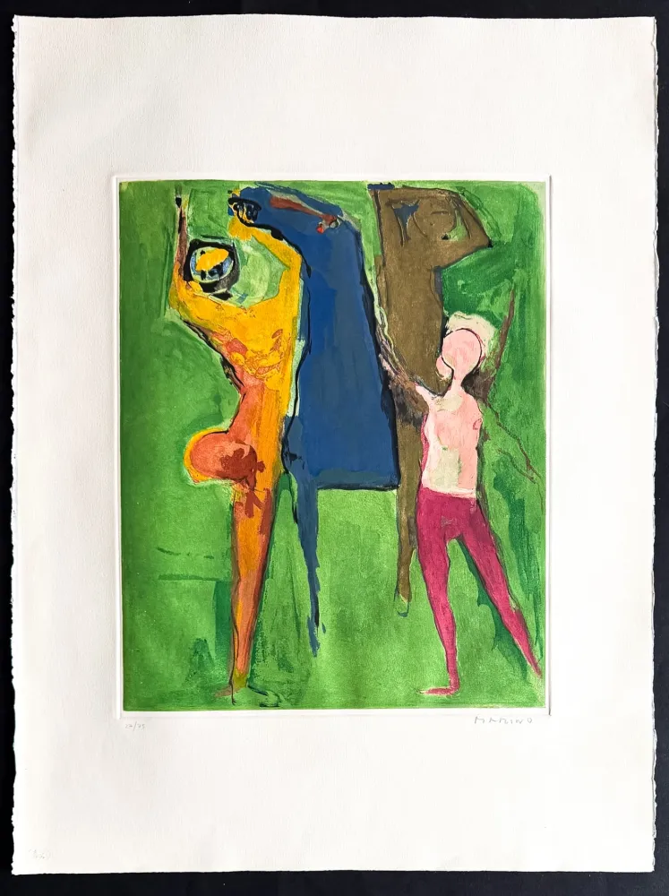 Grabado Marini - Marino Marini (1901–1980) - MARINO FROM SHAKESPEARE I - Color drypoint etching and aquatint on paper - 1977