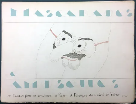Libro Ilustrado Martin - MASCARADES ET AMUSETTES. Exemplaire unique avec 14 dessins originaux de Charles Martin (1933)