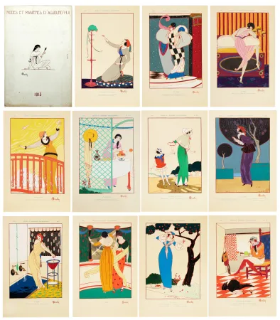 Libro Ilustrado Martin - MODES ET MANIÈRES D'AUJOURD'HUI. 1913. Album original des 12 pochoirs.