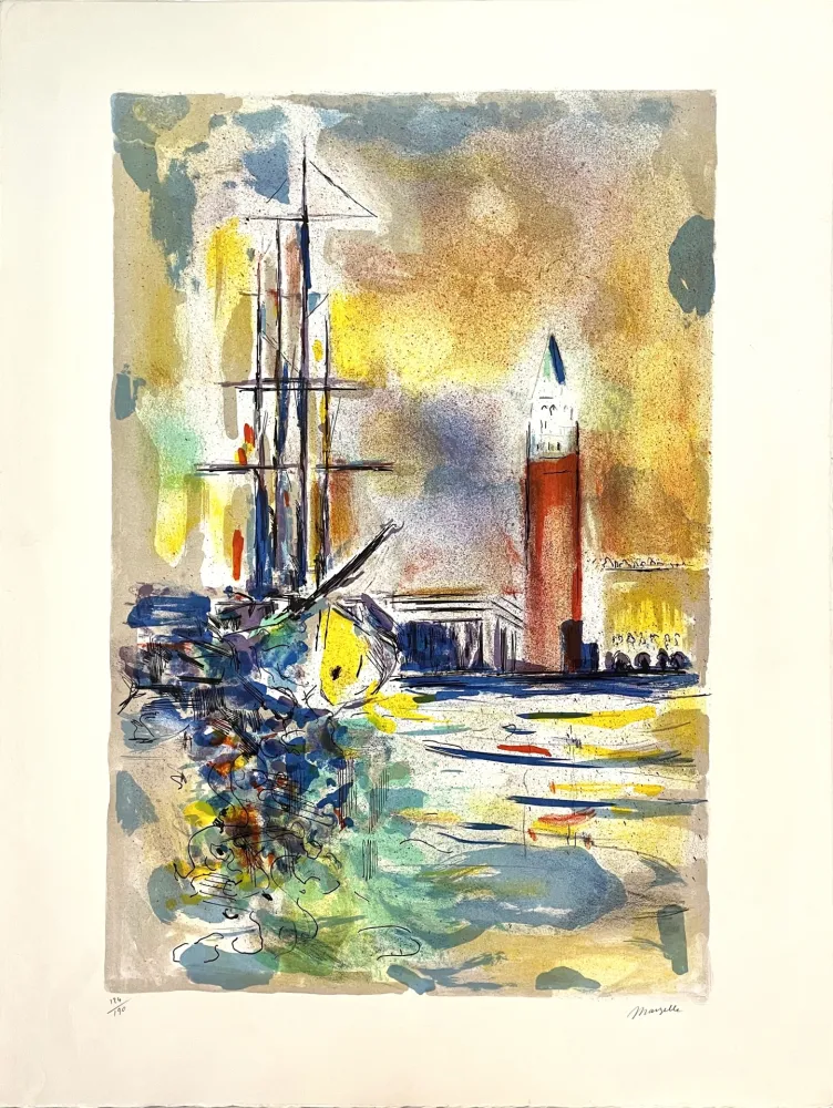 Litografía Marzelle - Le Voilier