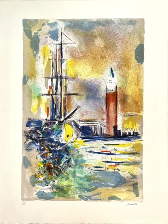 Litografía Marzelle - Le Voilier