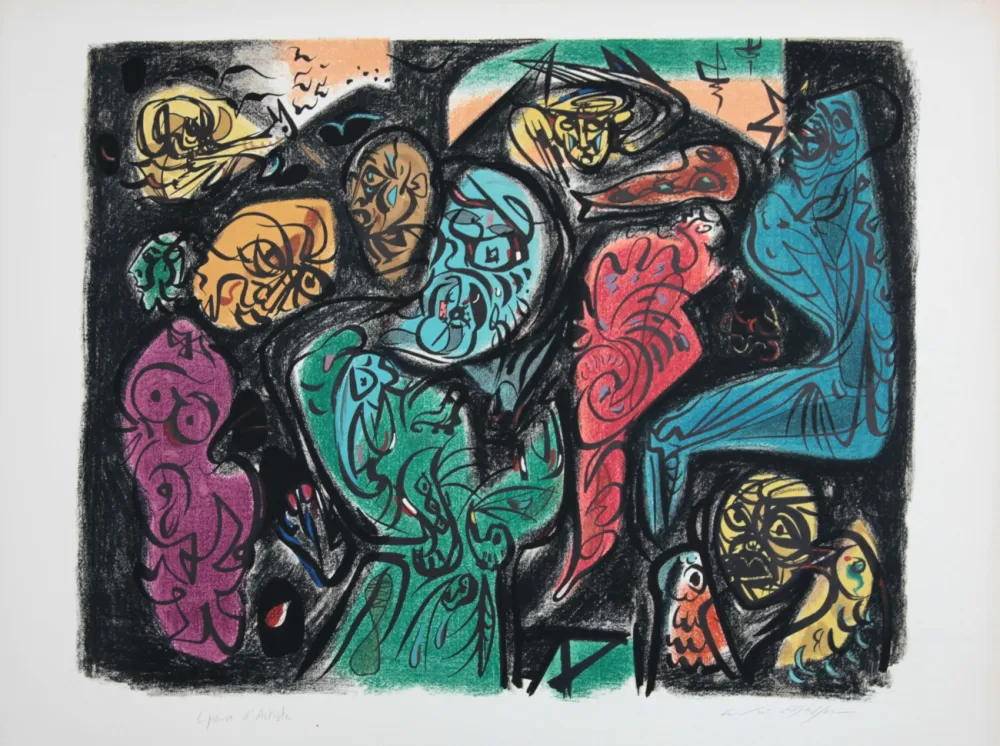 Litografía Masson - Astres et visages