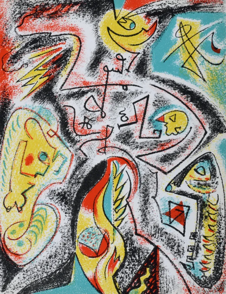 Litografía Masson - Composition abstraite, 1969