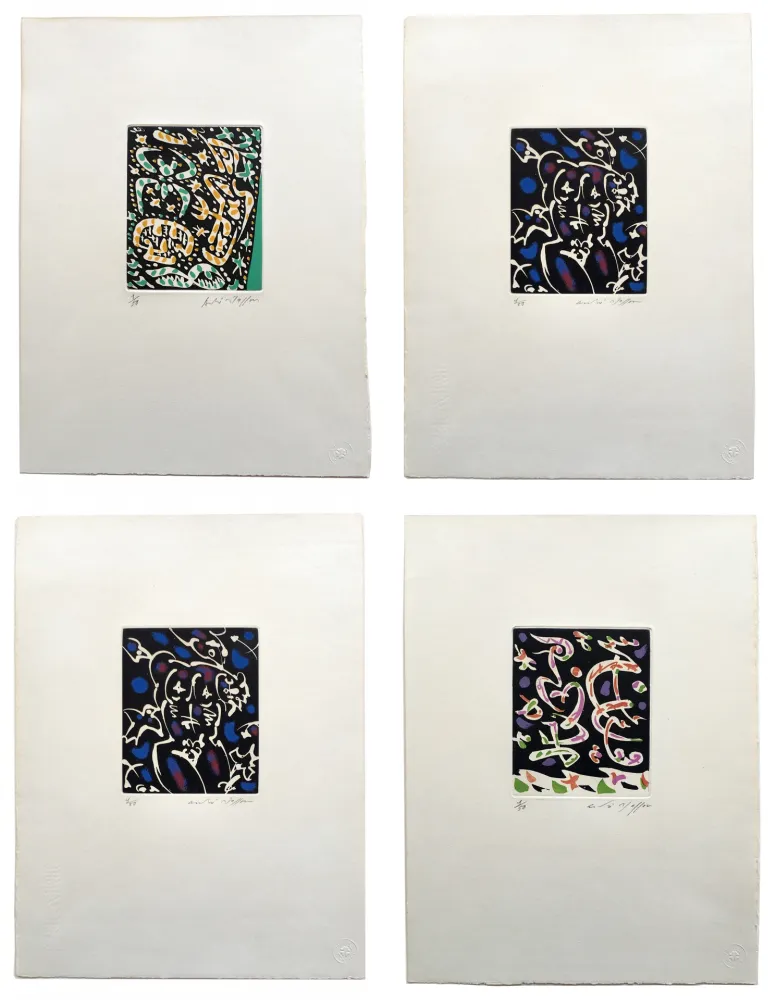 Aguafuerte Y Aguatinta Masson - Desnos: MINES DE RIEN. SUITE COMPLÈTE SIGNÉE À GRANDES MARGES (1957).