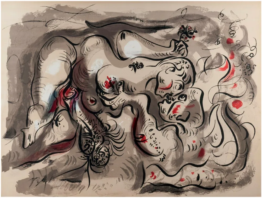 Litografía Masson - DESSINS ÉROTIQUES (portfolio de 20 lithographies). 1971.