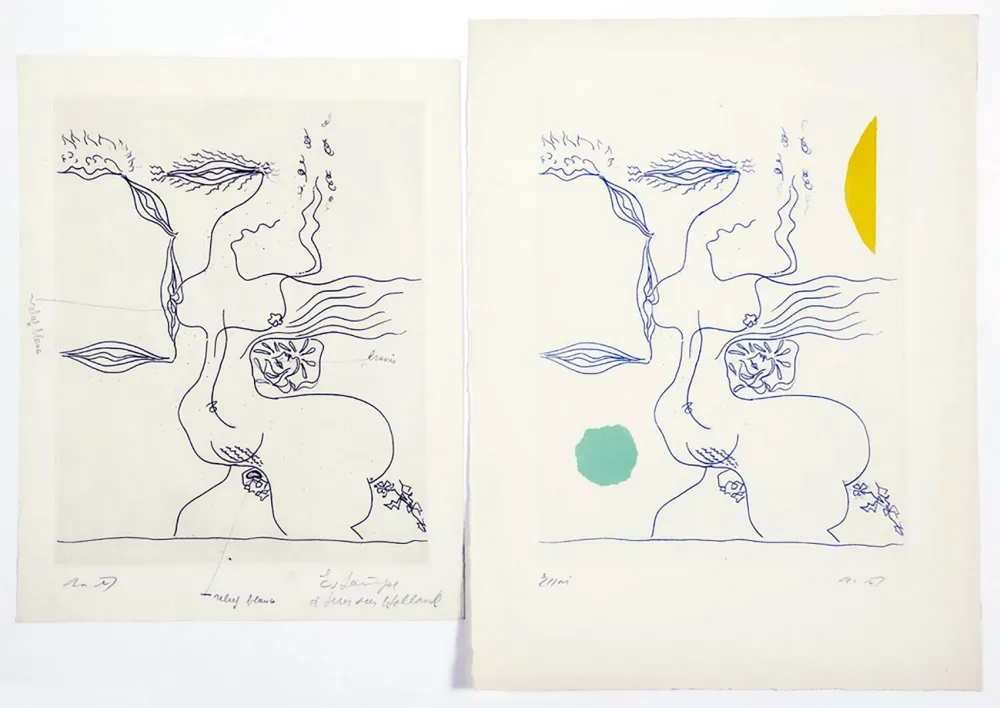 Aguafuerte Y Aguatinta Masson - FANTASME ÉROTIQUE (1960). 2 épreuves dont 1 unique.