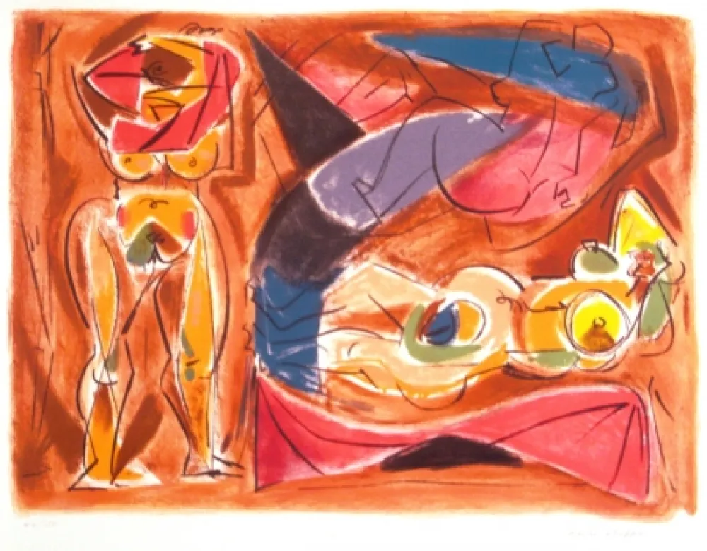 Litografía Masson - Figure rouge