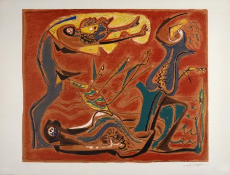 Litografía Masson - Figures, vers 1960 - Hand-signed