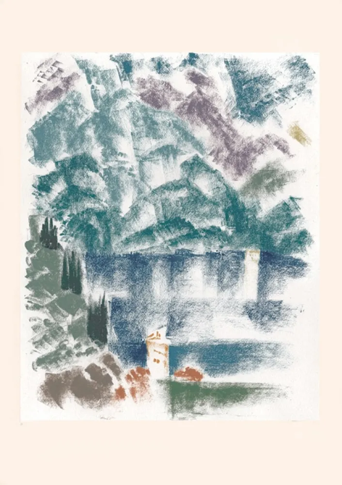 Litografía Masson - Lac de Côme (Voyage à Venise)