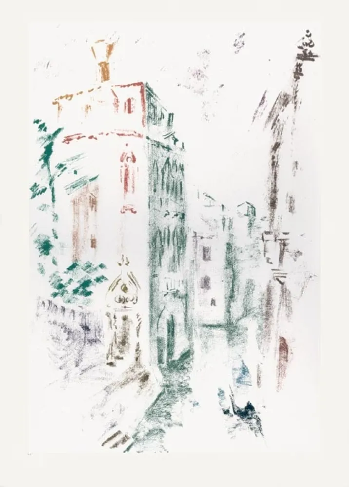 Litografía Masson - Palais et canal (Voyage à Venise)