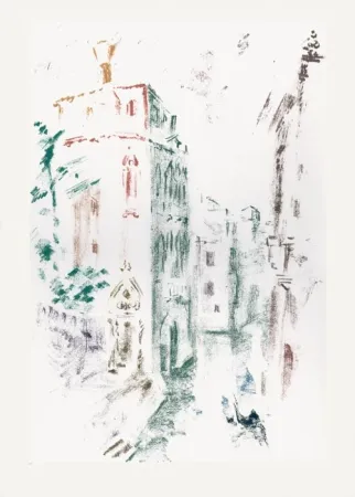 Litografía Masson - Palais et canal (Voyage à Venise)