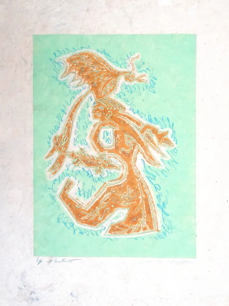 Aguafuerte Masson - Personnage au crocodile