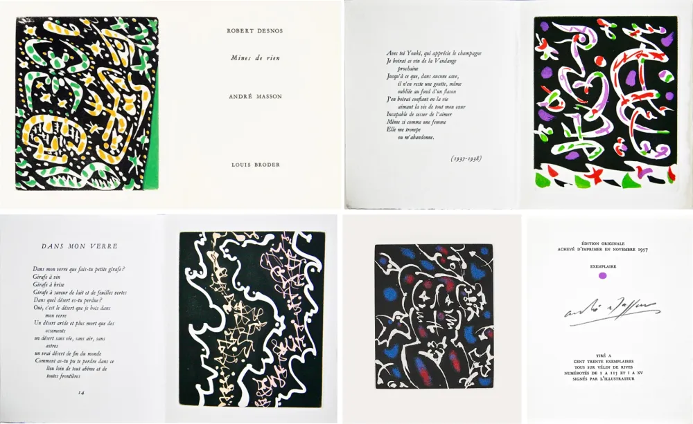 Libro Ilustrado Masson - R. Desnos: MINES DE RIEN. 4 gravures originales en couleurs (1957).