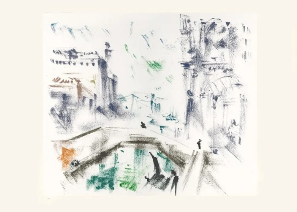 Litografía Masson - Un campo le matin (Voyage à Venise)