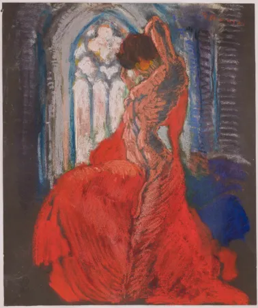 Sin Técnico Masui - Danseuse au voile rouge et vitrail
