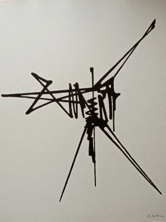 Litografía Mathieu - Georges Mathieu (1921-2012) - Abstract conposition - Beautiful hand signed lithograph on thick japan paper, hand signed 