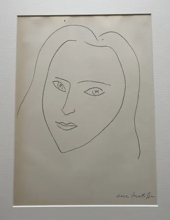 Litografía Matisse (After) - Facing Woman’s  portrait with long hair 