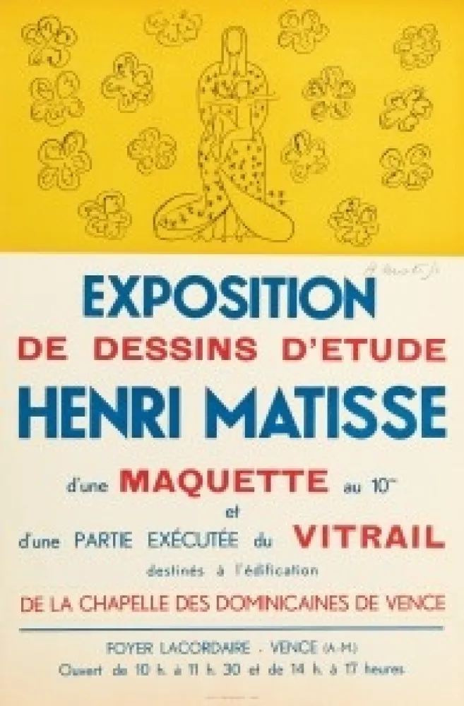 Litografía Matisse - Exposition de dessins d'étude ,Vence 