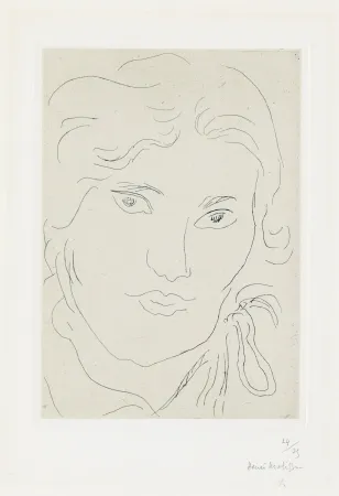Grabado Matisse - Jeune fille de face, flot de ruban sur l'épaule gauche