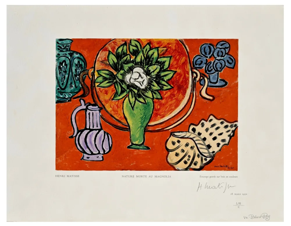 Grabado En Madera Matisse - Nature Morte au Magnolia