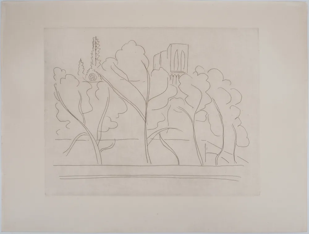 Grabado Matisse - Notre Dame à travers les arbres