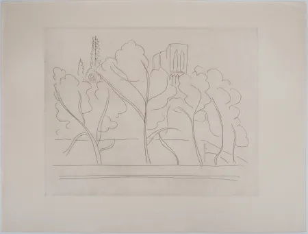 Grabado Matisse - Notre Dame à travers les arbres