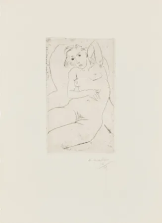 Punta Seca Matisse - Nu assis-les yeux noris