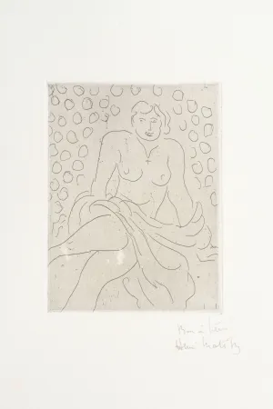 Grabado Matisse - Nu drapé sur fond composé de cercles