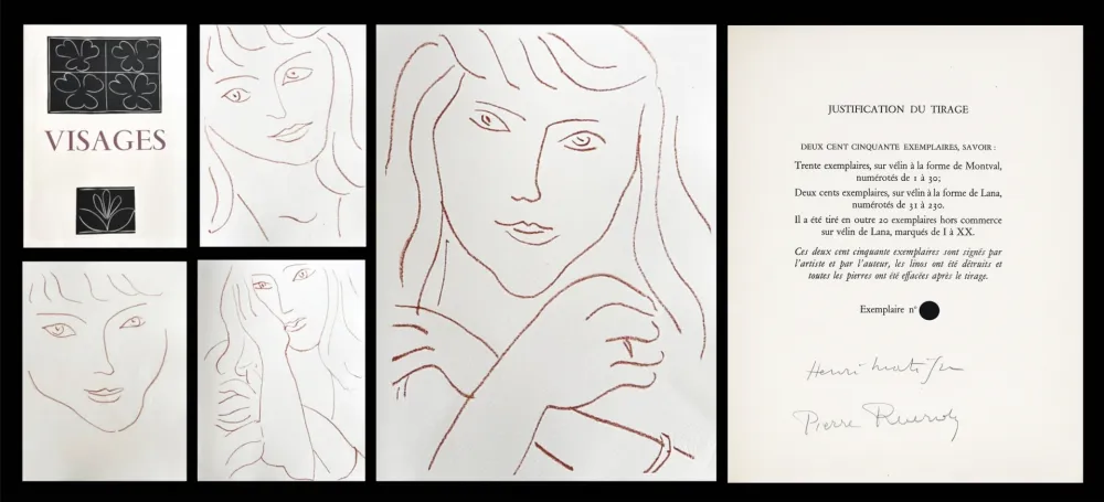 Libro Ilustrado Matisse - P. Reverdy. VISAGES. 14 lithographies (1946)