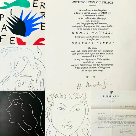 Litografía Matisse - Signed Book ed. 10/49 with original Lithograph + Woodcut Pierre à feu / Les miroirs profonds