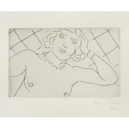 Grabado Matisse - Torse, fond à losanges 