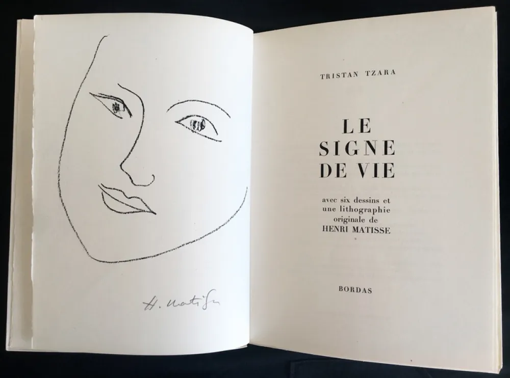 Litografía Matisse - Tristan Tzara : LE SIGNE DE VIE. Une lithographie originale signée d'Henri Matisse (1946)