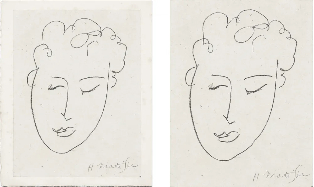Litografía Matisse - VISAGE DE FEMME. Pour Jules Romains : Pierres Levées, poèmes. Paris 1948