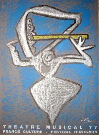 Litografía Matta - Affiche pour le théâtre municipal musical, France culture, Festival d'Avignon.