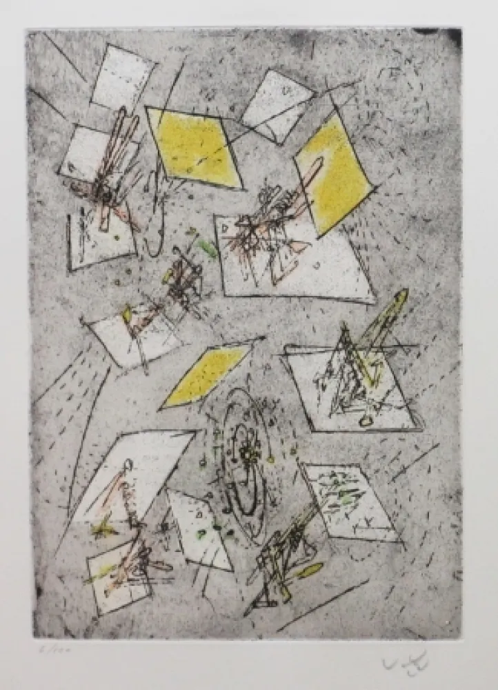 Aguafuerte Y Aguatinta Matta - Droites libérées (planche 10)