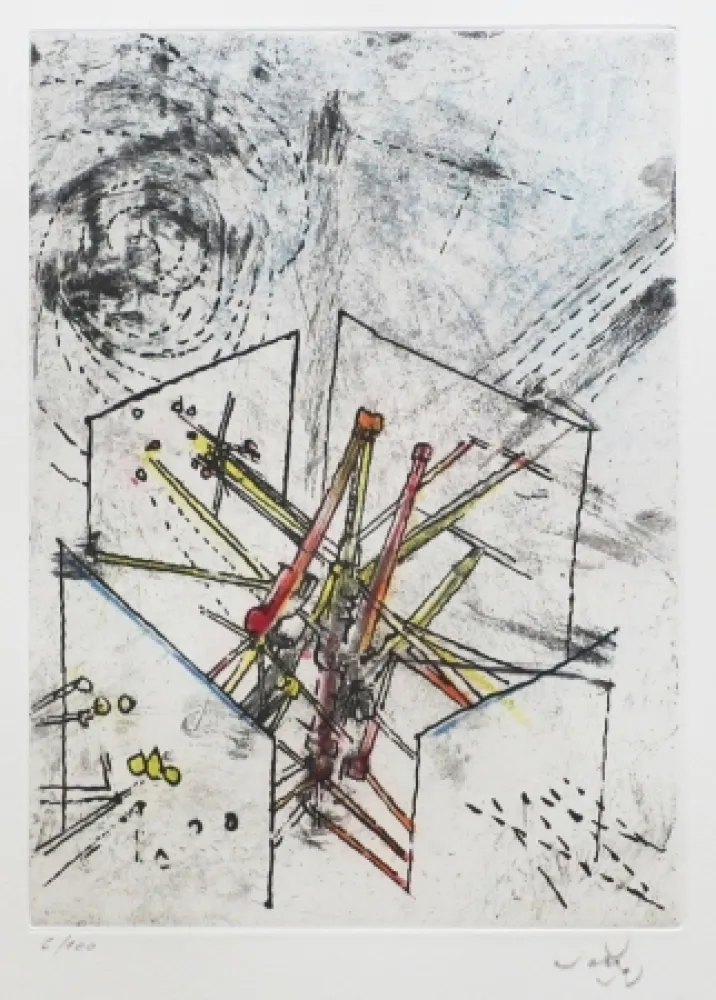 Aguafuerte Y Aguatinta Matta - Droites libérées (Planche 4)