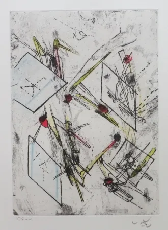 Aguafuerte Y Aguatinta Matta - Droites libérées (planche 6)