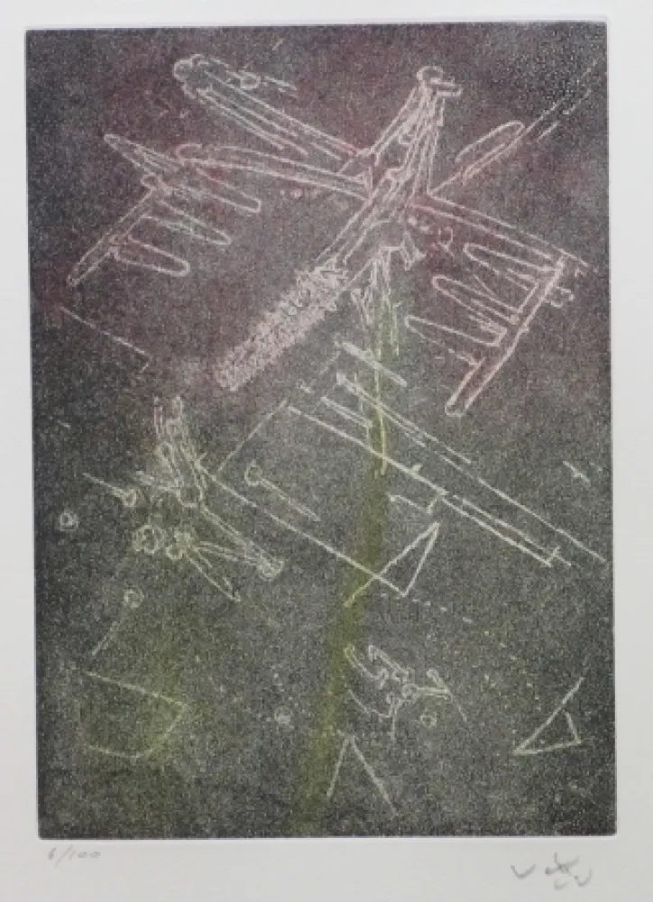Aguafuerte Y Aguatinta Matta - Droites libérées (planche 8)
