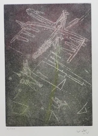 Aguafuerte Y Aguatinta Matta - Droites libérées (planche 8)
