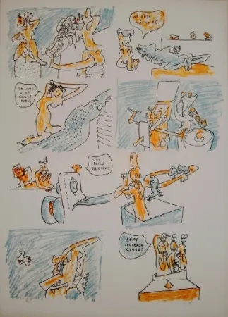 Litografía Matta - Fête couchée