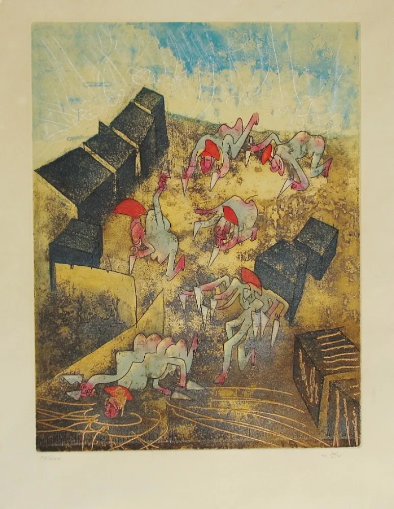 Aguafuerte Y Aguatinta Matta - HOM'MERE-Chaosmos 