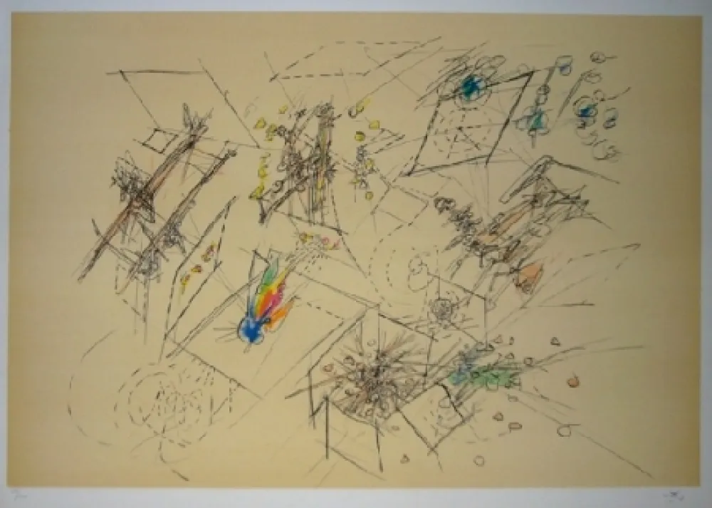 Litografía Matta - Le doute des trois mondes