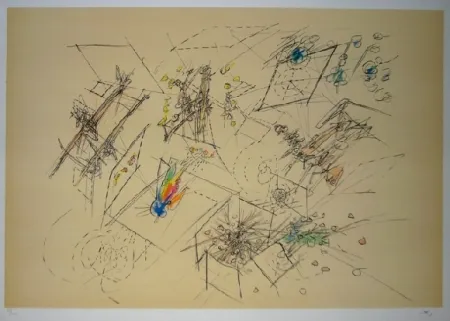 Litografía Matta - Le doute des trois mondes