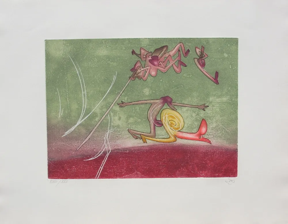 Aguafuerte Y Aguatinta Matta - Le sot à la perche