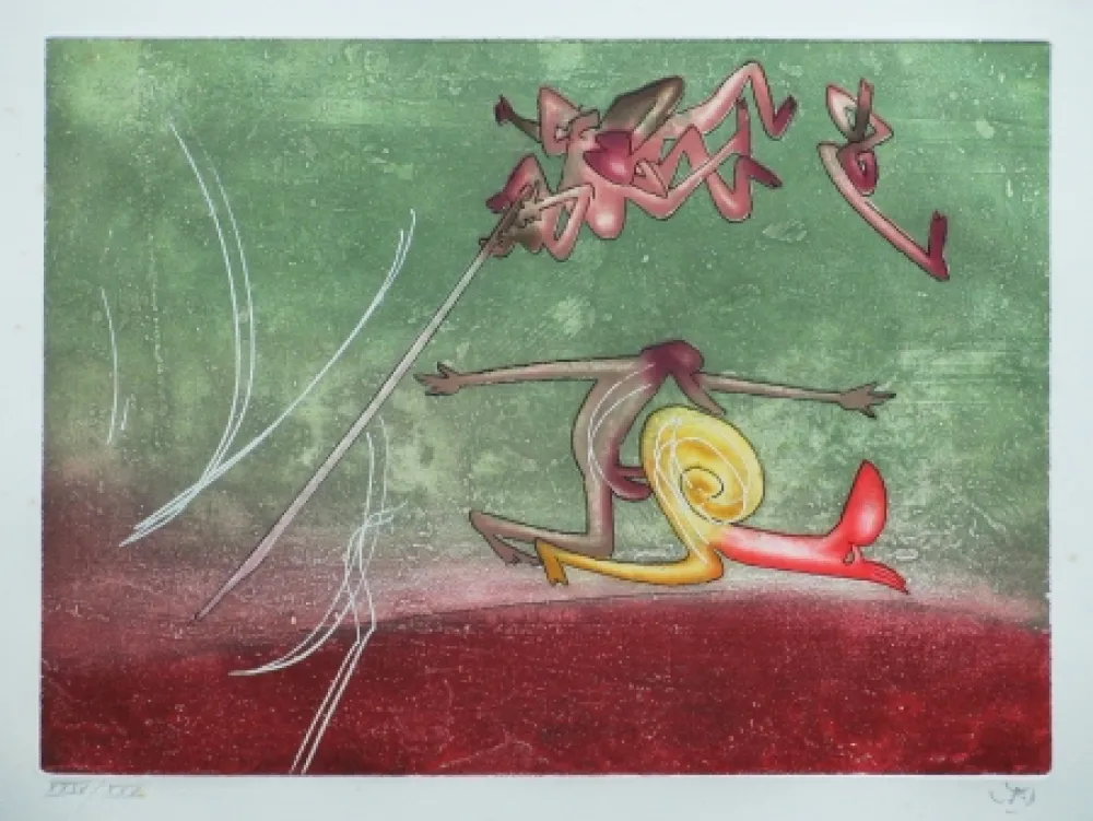 Aguafuerte Y Aguatinta Matta - Le sot à la perche