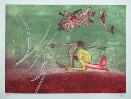 Aguafuerte Y Aguatinta Matta - Le sot à la perche